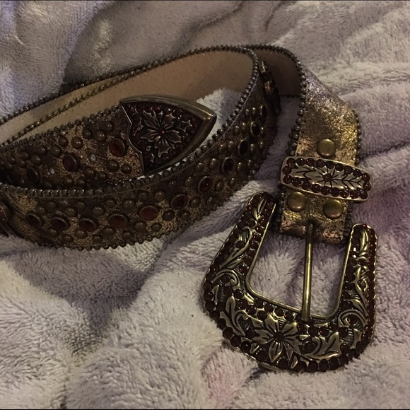 Bling Gold Cowgirl Crosses + Crystals Belt L/ XL