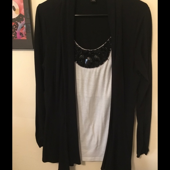 Black and white layered top-  L