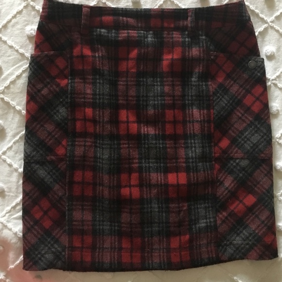 Red and grey plaid skirt