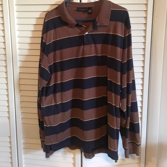 Brown and Navy long sleeve polo style shirt