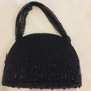NWOT black beaded evening bag