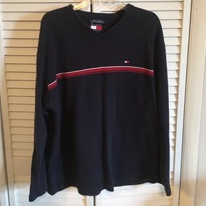 Navy w/ red & white stripe shirt long sleeve