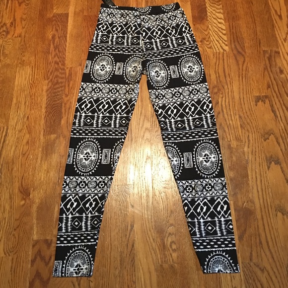 Leggings wide Band BLACK and White One Size - Picture 3 of 4