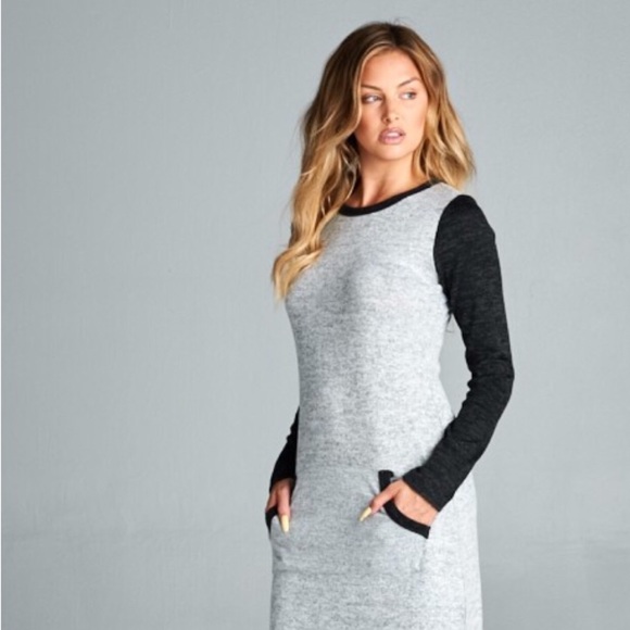 Color Block Hacci Knit Dress - Picture 3 of 4