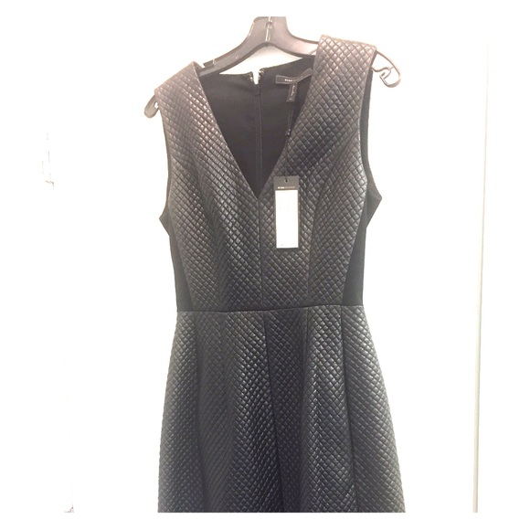 BCBG Livie Quilted Faux-Leather Dress.