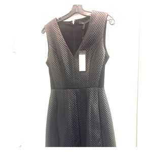 BCBG Livie Quilted Faux-Leather Dress.