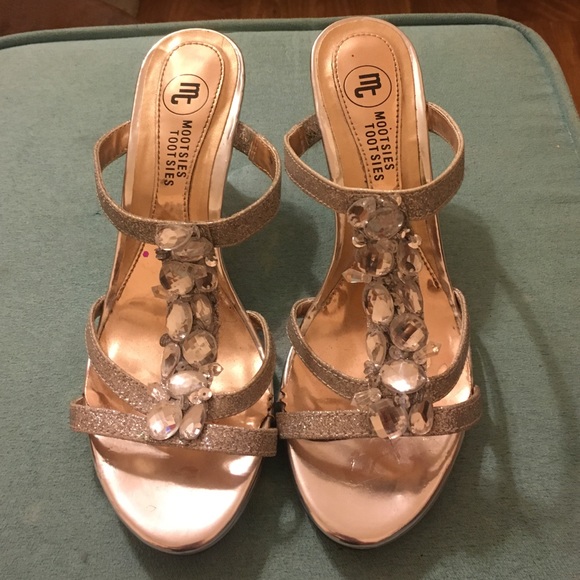 Silver jeweled heels