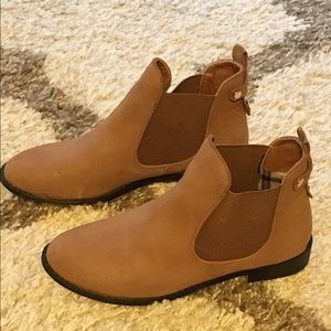 Brown Chelsea cut-out booties
