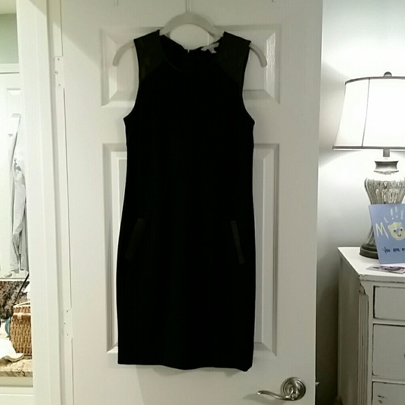 Banana Republic Black Sheath with Leather Accents
