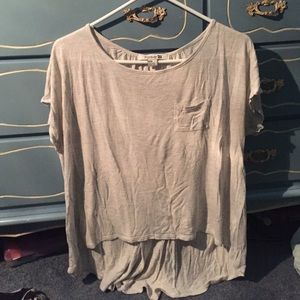 A high to low grey t-shirt