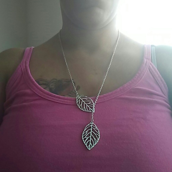 Two Leaf Silver Necklace