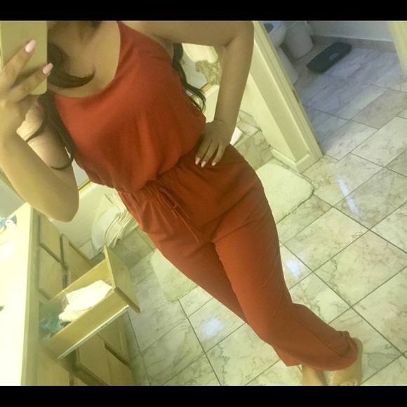 Red long jumpsuit - Picture 2 of 3