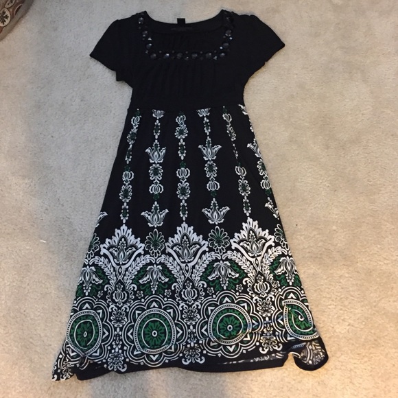 Black printed dress.