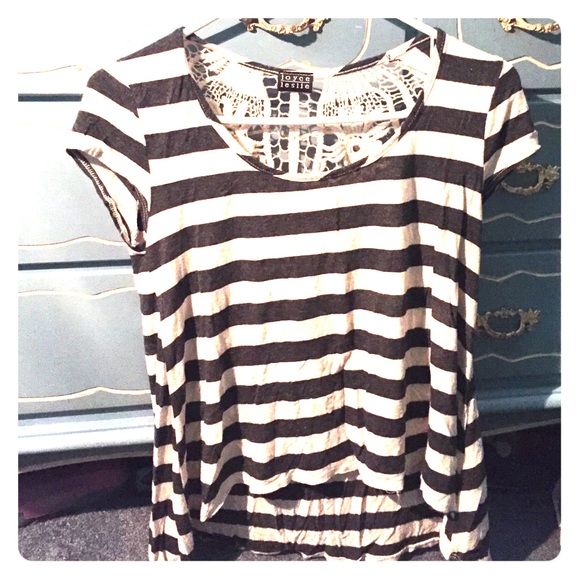 Black and White t-shirt with crocheted back