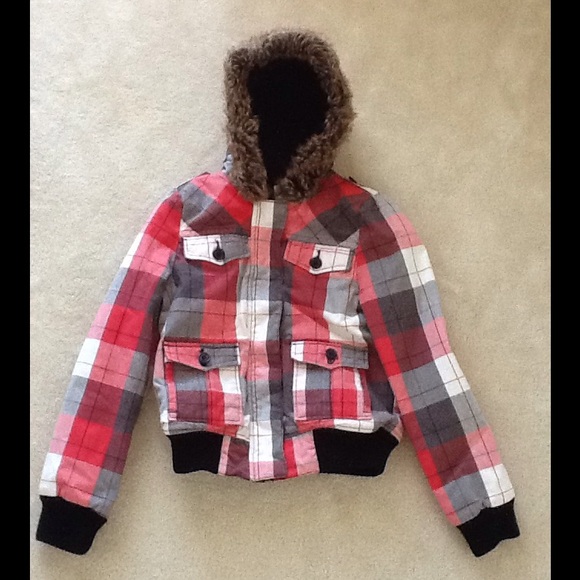 Roxy Jackets & Blazers - ROXY Plaid Zip Up Hoodie Jacket, Size M