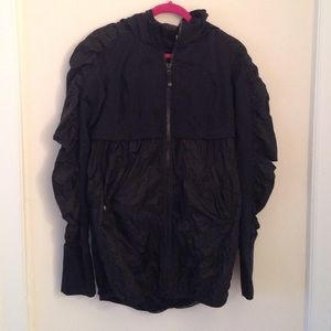 Fitted track jacket with hood