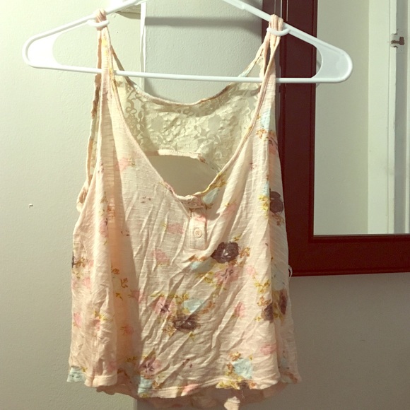 Pink floral crop top
