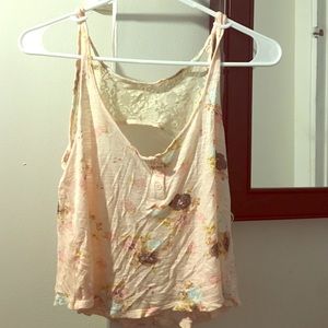 Pink floral crop top