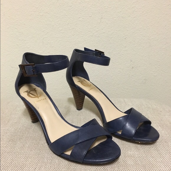 Vince Camuto blue leather ankle strap sandals