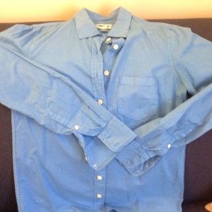 JCrew bright blue boy-fit cotton button-up 0/XS