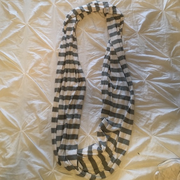 Grey and white striped infinity scarf!