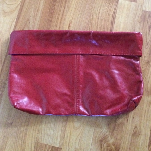 Vintage Red Faux Leather Clutch