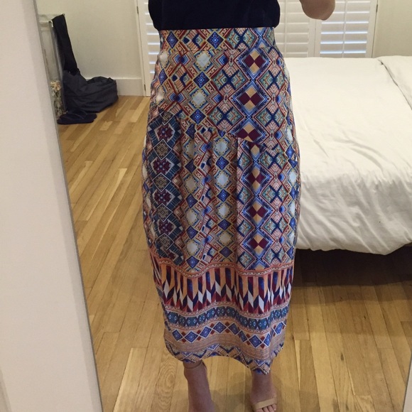 Anthropologie geometric midi skirt