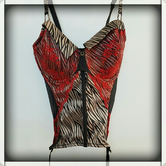 Red and Black Animal Print Paramour Lace Corset