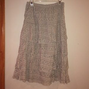 Beige Lace Ruffle Skirt