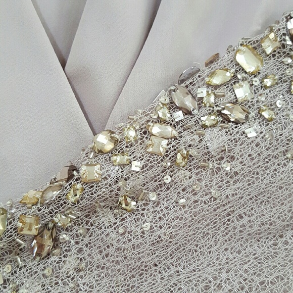 {Pamella Roland} Beaded Sleeve Wrap Column Gown - Picture 6 of 8