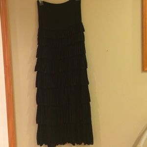 Long Black Ruffle Skirt