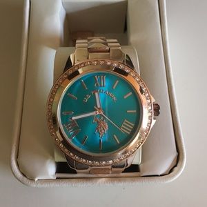 Women's U.S. POLO ASSN. Gold/blue watch