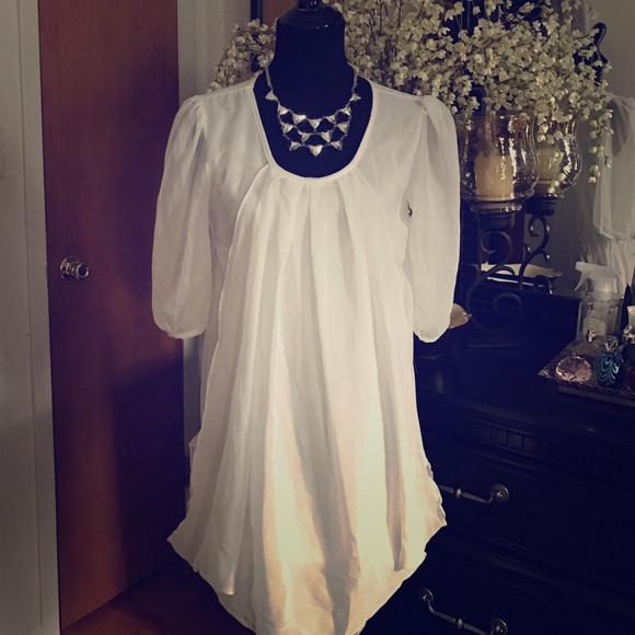 🌬 Flowy Winter White Dress 🌬