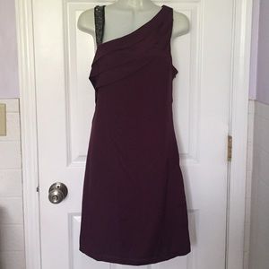 Purple mini skirt dress with embellished strap