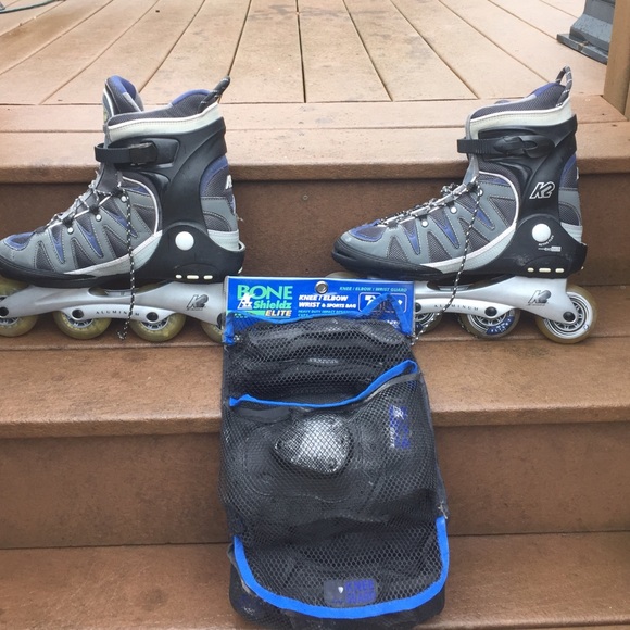 K2 flight roller blades and bone shield elite pads