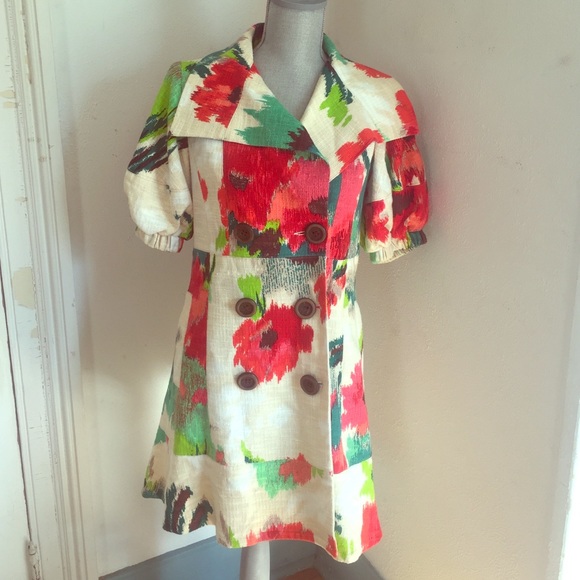 NWT Nanette Lenore Flower Trench Coat US Size 4 💐