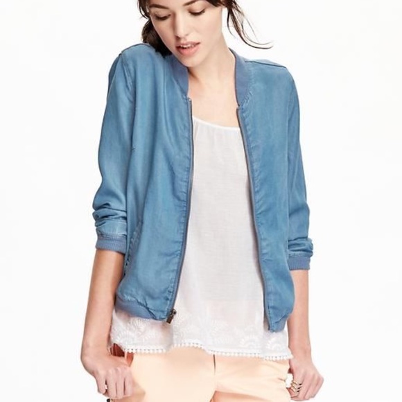 chambray bomber jacket womens