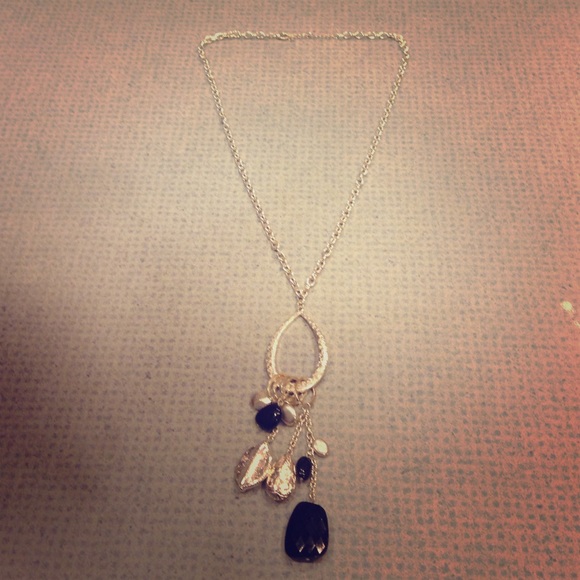 Black and silver long necklace