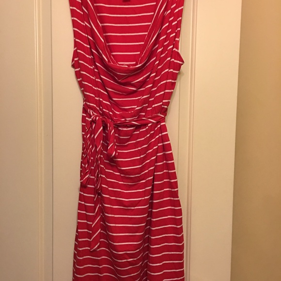 Red & White stripe Motherhood Maternity dress.