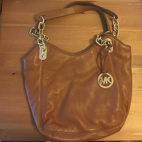 Michael Kors Tan Leather and Chain Shoulder Bag