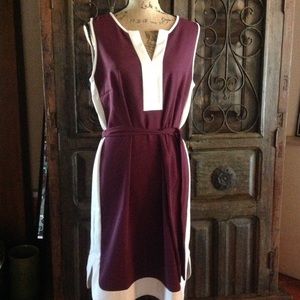 Ann Taylor tunic style dress with belt. Wine color