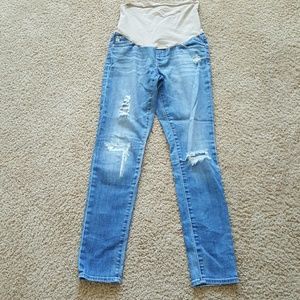 AG size 28R distressed full panel maternity jeans