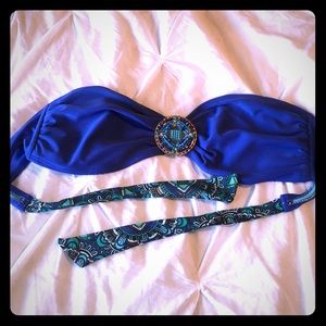 Blue Strapless bikini top SIZE M