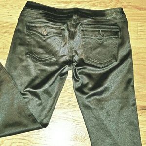 True Religion Black Satin Skinny Leg Pants (rare)