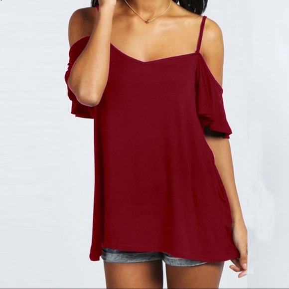 Soft & Sexy Open Shoulder Strappy T Top-Army Green - Picture 3 of 7