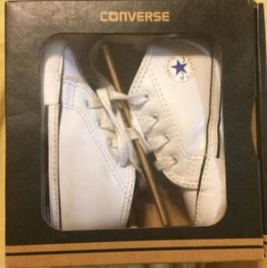 Converse White Leather Crib Shoes