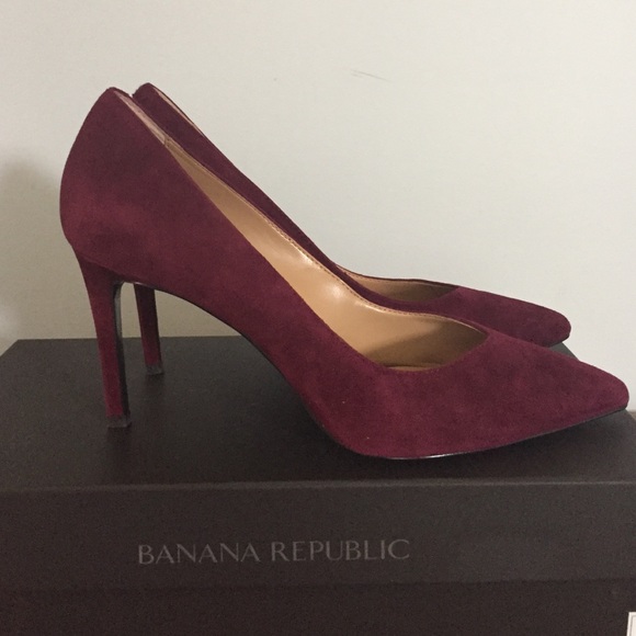Banana Republic Suede Heels - 7.5, deep wine