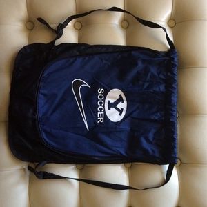 Draw string, nike, BYU soccer bag.