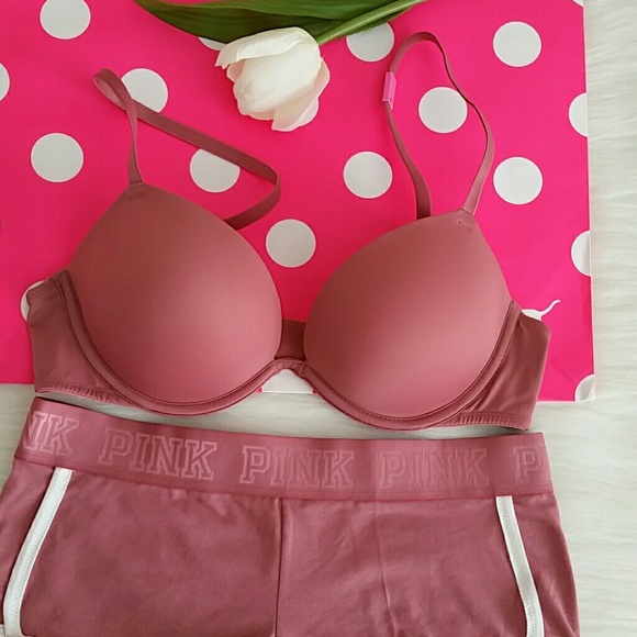 New Pink Vs Super Push-up Bra and Boyshort Set. - Picture 2 of 3
