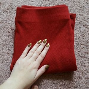 Zara Red Knit Ribbed Midi/Maxi Skirt